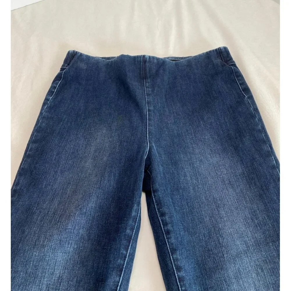 Soft Surroundings Pull-On Cropped Skinny Jeans Tall Medium Tall Blue Denim Elast